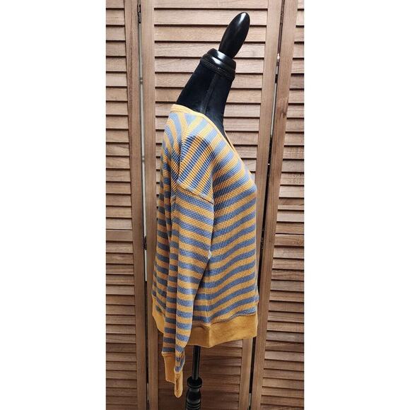 Natural Reflections Waffle V-Neck Pullover Womens Top Flint Stripe Size Small S - Picture 4 of 8